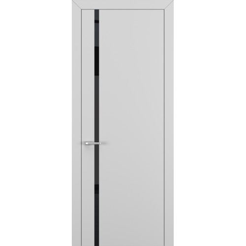 Межкомнатная дверь Квалитет К1 цвет Матовый Серый кромка ABS стекло Lacobel Black Classic