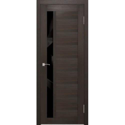 Межкомнатная дверь Portas 28S(р) цвет Орех шоколад стекло Lacobel черный лак