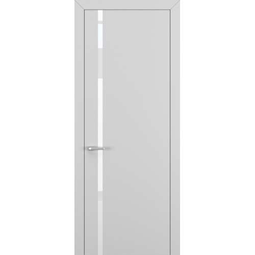 Межкомнатная дверь Квалитет К1 цвет Матовый Серый кромка ABS стекло Lacobel White Pure 