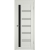 Межкомнатная дверь Emalex E38 ДО цвет MidWhite стекло black gloss