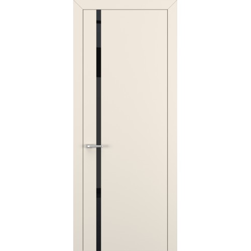 Межкомнатная дверь Квалитет К1 цвет Матовый крем кромка ABS стекло Lacobel Black Classic