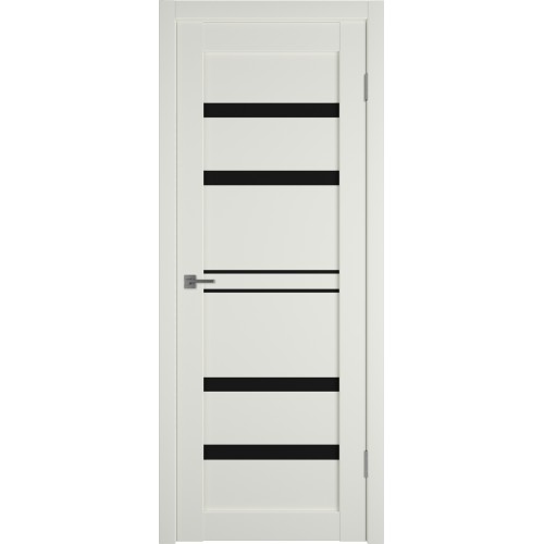 Межкомнатная дверь Emalex E26 ДО цвет MidWhite стекло black gloss