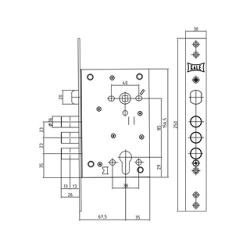 Корпус замка врезного цилиндрового 442 w/b (никель)