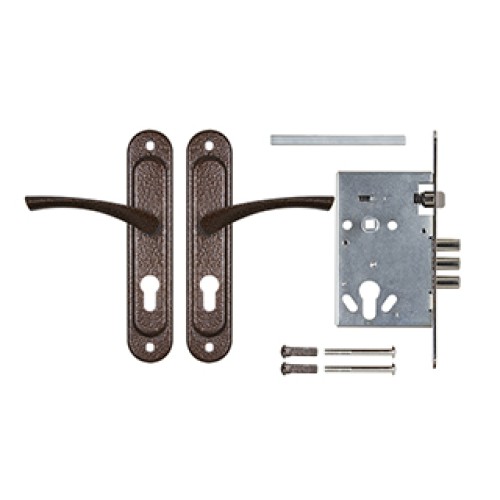 Корпус врезного замка с ручками на планке KIT А7-5555/3 W/B MOS