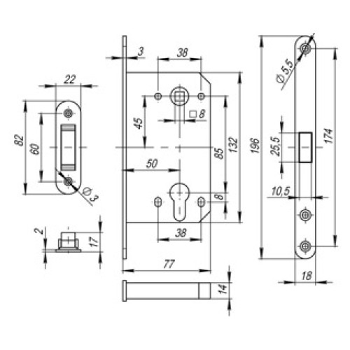 Корпус замка MAGNET M85C-50 AB бронза