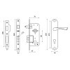 Замок врезной цилиндровый с защёлкой в комплекте с ручкой KIT P90 4585/3 CRONA SN (мат. никель), 5 к