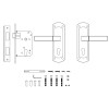 Замок врезной цилиндровый с защёлкой в комплекте с ручкой KIT P90 4585/3 ORION SN/CP (мат. никель/хр