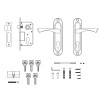 Замок врезной цилиндровый с защёлкой в комплекте с ручкой KIT P90 4585/3 CRONA AB (бронза), 5 кл.