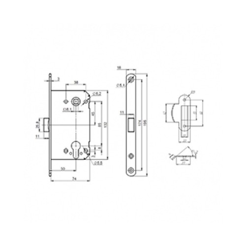 Корпус замка PL85-50 SN (Мат.никель)