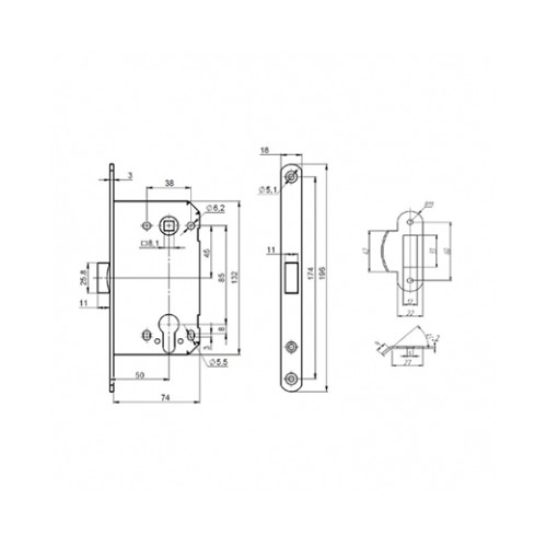 Корпус замка PL85-50 CP (хром)